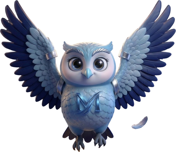 Empa, the MPath owl, with her wings spread